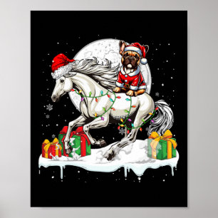 Santa French Bulldog Riding Horse Christmas Owner Poster