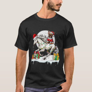 Santa French Bulldog Riding Horse Christmas Owner T-Shirt