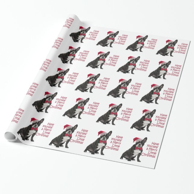 Santa Frenchie Wrapping Paper (Unrolled)