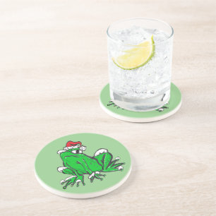 Santa Frog Cartoon Cust. BC Coaster