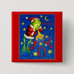 Santa frog, Christmas button