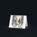 Santa Frog Christmas  Card<br><div class="desc">Gift something unique this year and send your friends and family this awesome Santa Frog Christmas Card with a cool frog riding a bicycle in the snow and wearing a Santa Hat! Creating lasting memories from Up On the Mountain!</div>