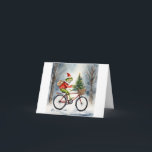 Santa Frog Christmas  Card<br><div class="desc">Gift something unique this year and send your friends and family this awesome Santa Frog Christmas Card with a cool frog riding a bicycle in the snow and wearing a Santa Hat! Creating lasting memories from Up On the Mountain!</div>