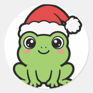 Santa Frog Christmas Classic Round Sticker