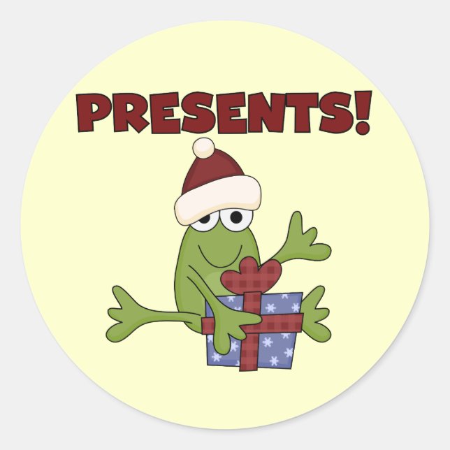 Santa Frog Tshirts and Gifts Classic Round Sticker (Front)