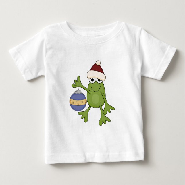Santa Frog with Ornament Tshirts and Gifts (Front)