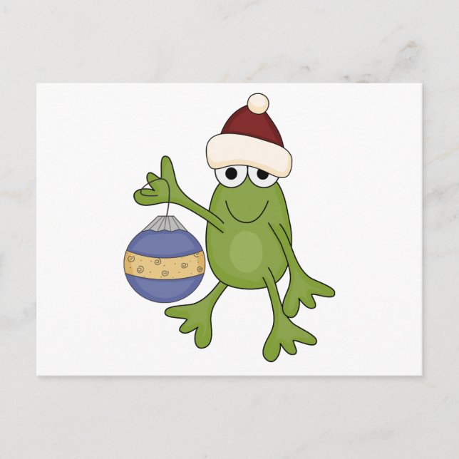Santa Frog with Ornament Tshirts and Gifts Holiday Postcard (Front)