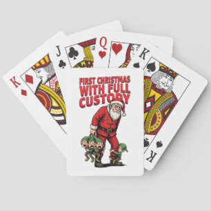 Santa Full Custody Elves Holiday Funny Christmas Playing Cards