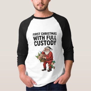 Santa Full Custody Elves Holiday Funny Christmas T-Shirt