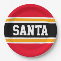 SANTA Fun Bright Red Black Yellow Festive Stripes