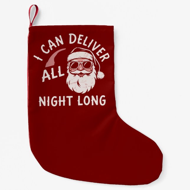 Santa Funny Christmas Party Xmas Guys Joke  Small Christmas Stocking (Front)