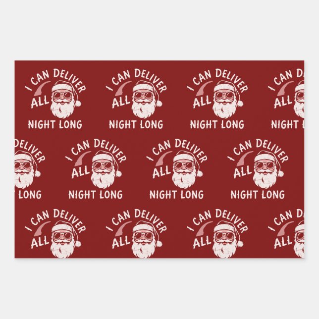 Santa Funny Christmas Party Xmas Guys Joke  Wrapping Paper Sheet (Front)