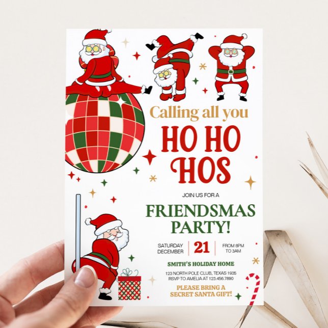 Santa Funny Friendsmas Christmas Party Invitation (Funny Santa Friendsmas Christmas Party Invitation
)