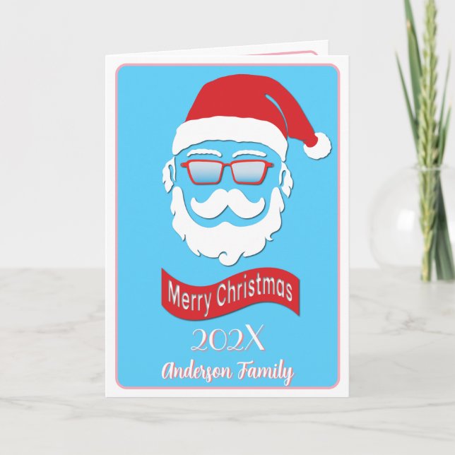 Santa funny Hipster style Christmas Card (Front)