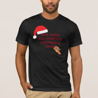 Santa gains letter black t-shirt