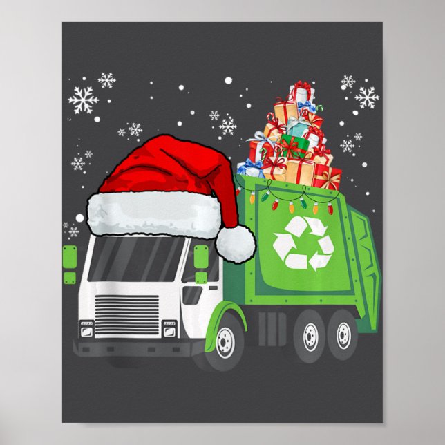 Santa Garbage Truck Carrying Christmas Family Matc Poster (Front)