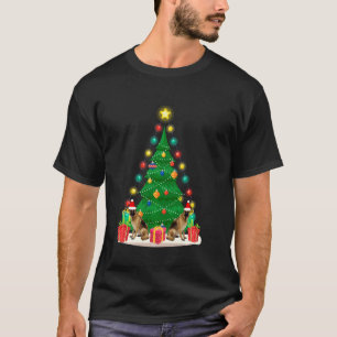 Santa German Shepherd Dog Christmas Tree Funny Xma T-Shirt