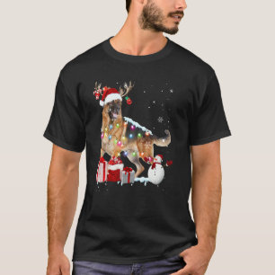 Santa German Shepherd Reindeer Christmas Lights  X T-Shirt