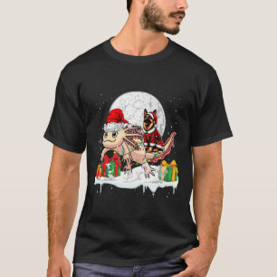 Santa German Shepherd Riding Axolotl Christmas Own T-Shirt