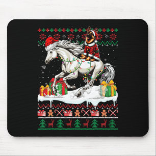 Santa German Shepherd Riding Horse Christmas Sweat Mouse Pad