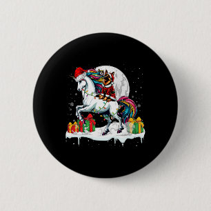 Santa German Shepherd Riding Unicorn Christmas Own 6 Cm Round Badge