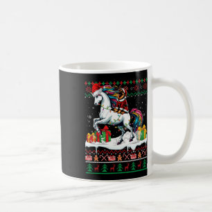 Santa German Shepherd Riding Unicorn Christmas Swe Coffee Mug