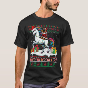 Santa German Shepherd Riding Unicorn Christmas Swe T-Shirt