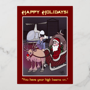 Santa Gets A Ticket Foil Holiday Card