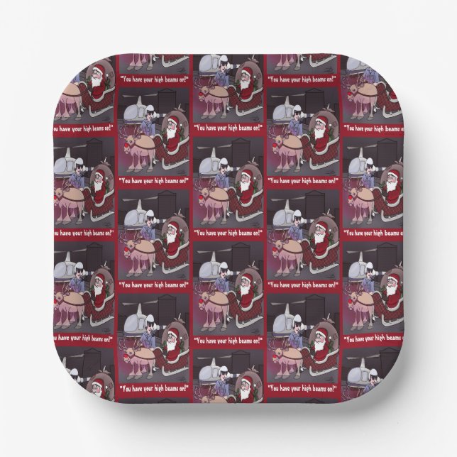 Santa Gets A Ticket Square Plate (Front)