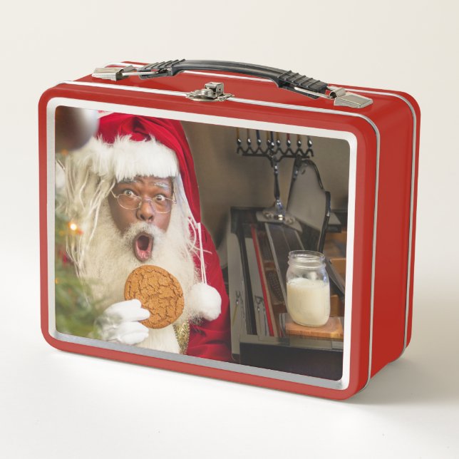 Santa Gets Caught with a Cookie! Metal Lunch Box (Front)