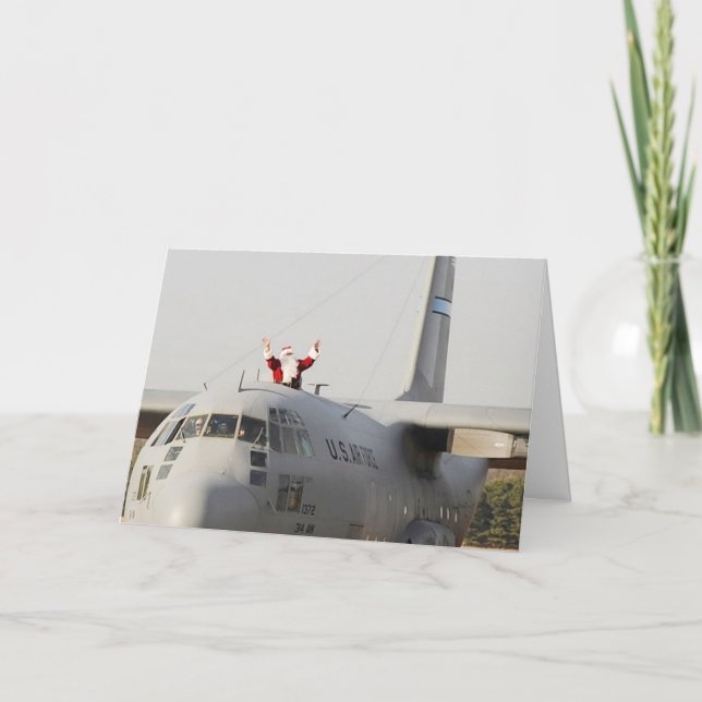 Santa Gets Some Help From a C-130 Holiday Card (Front)