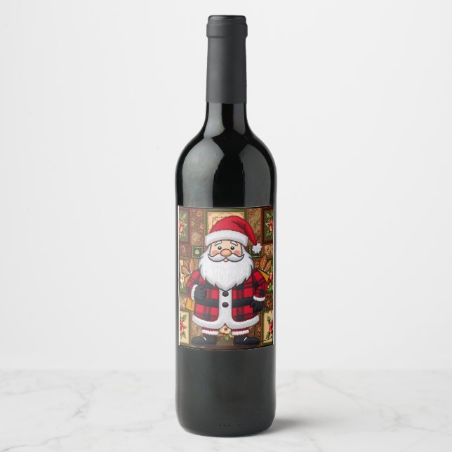 Santa Gift Bag  Wine Label (Front)