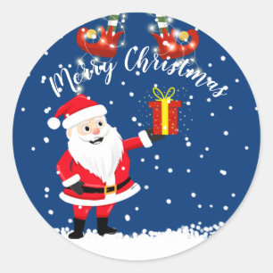 Santa gift elf merry christmas  classic round sticker