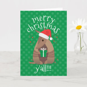 Santa Gift Giving Armadillo Texas Card