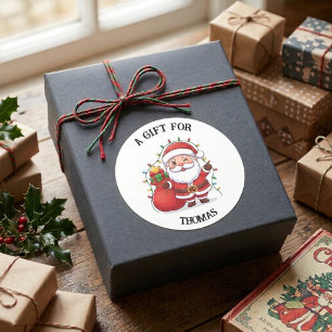 Santa Gift Tag Sticker Add Your Name