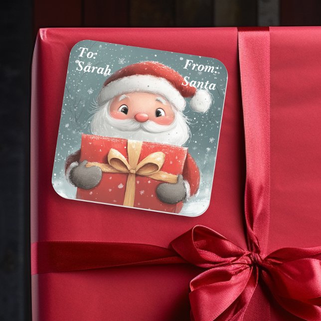 Santa Gift To From Children Child Square Sticker (Creator Uploaded)