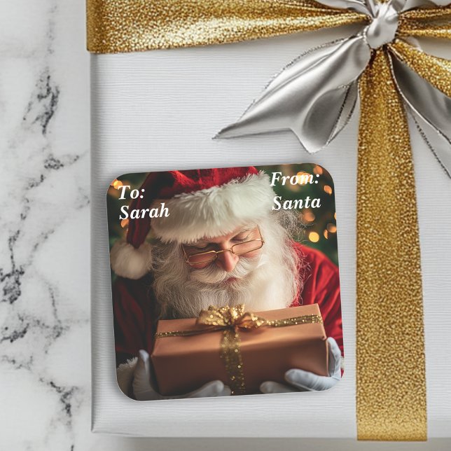 Santa Gift To From Children Child Square Sticker (Creator Uploaded)