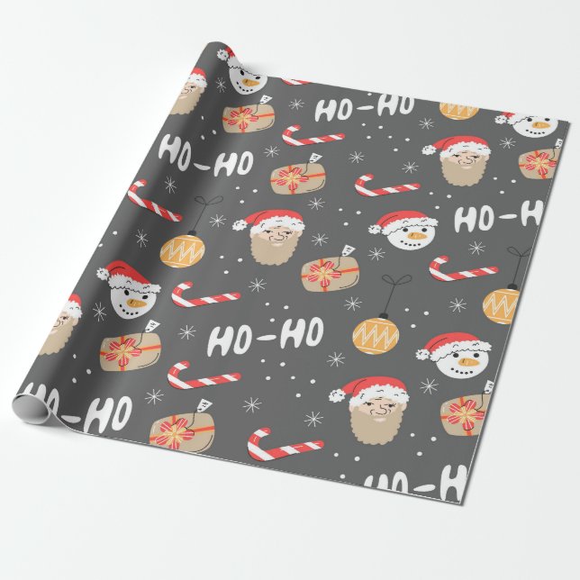 Santa Gifts Christmas Presents Wrapping Paper (Unrolled)