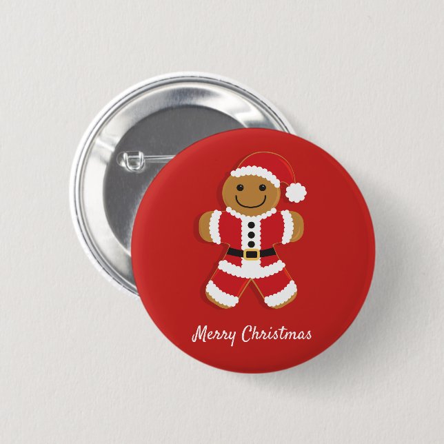 Santa Gingerbread Man | Button (Front & Back)
