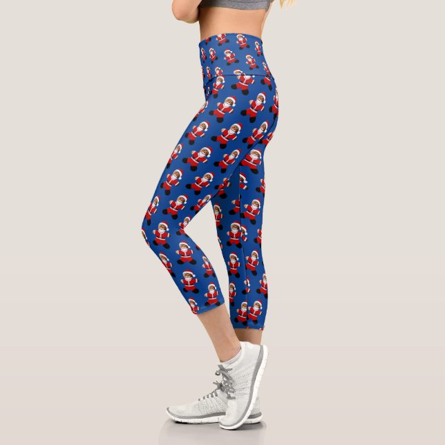 Santa Gingerbread Man Capri Leggings (Left)