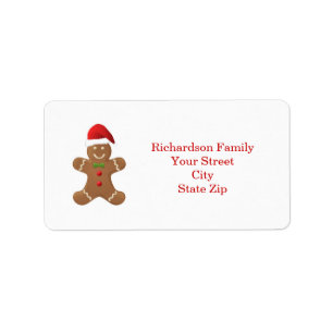 Santa Gingerbread man Christmas label