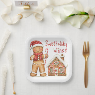 Santa Gingerbread man Paper Plate