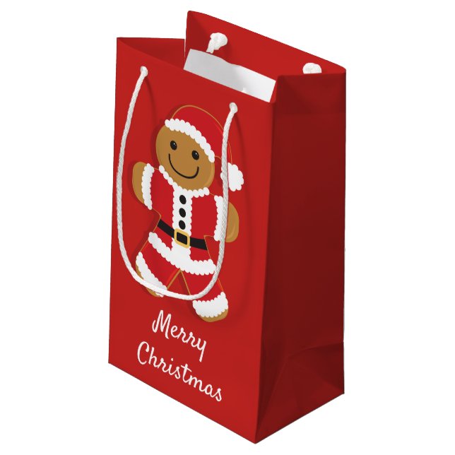 Santa Gingerbread Man | Small Gift Bag (Back Angled)