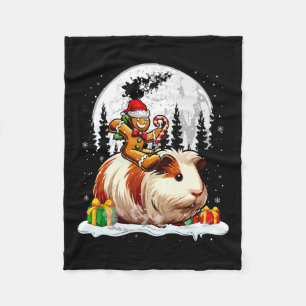 Santa Gingerbread Riding Guinea Pig Christmas Kids Fleece Blanket