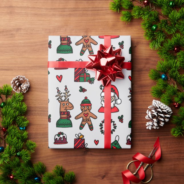 Santa Gingerbread Wrapping Paper (Holiday Gift)
