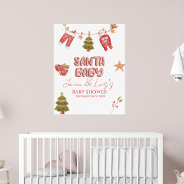 Santa Girl Boy Holiday Baby Shower   Poster