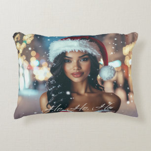 Santa Girl - Ho Ho Ho - Christmas Decorative Cushion