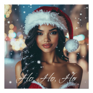 Santa Girl - Ho Ho Ho - Christmas Poster