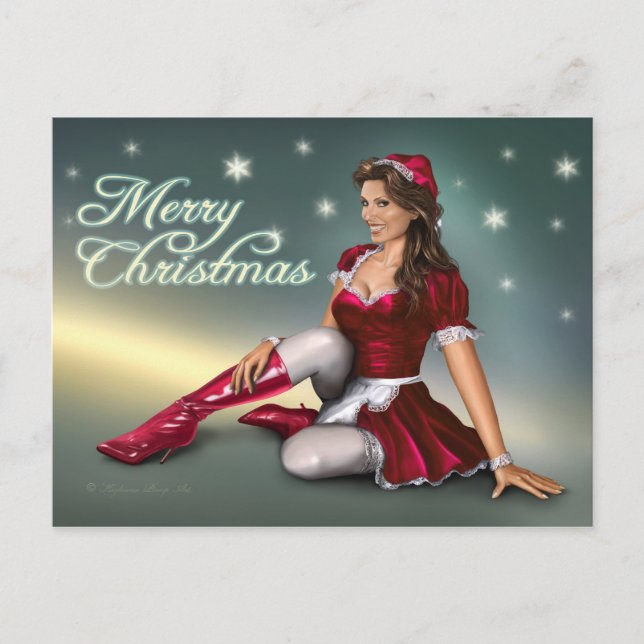 Santa Girl Holiday Postcard (Front)