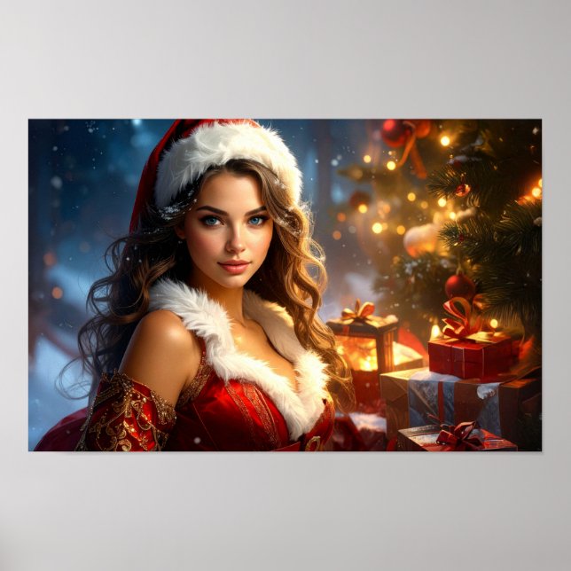 Santa Girl in Christmas Revery Poster (Front)